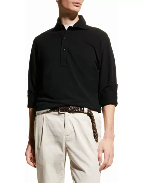 Men's Pique Button-Cuff Polo Shirt