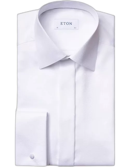 Men's Contemporary Fit Diamond-Weave Dress Shirt
