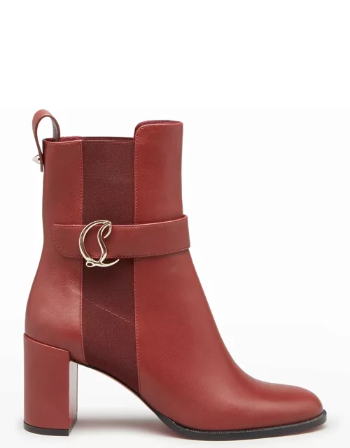 Leather Buckle Red Sole Bootie