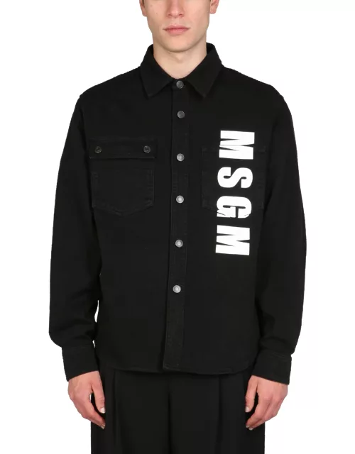 msgm logo print shirt jacket