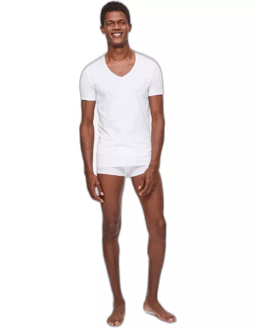 Derek Rose Men's Underwear V-Neck T-Shirt Jack Pima Cotton Stretch White