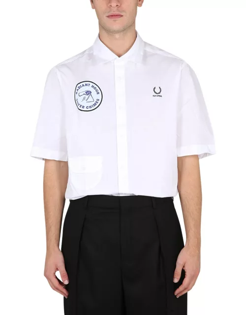 fred perry x raf simons shirt with patch