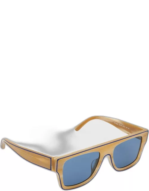 Flat-Top Rectangle Contrasting Acetate Sunglasse