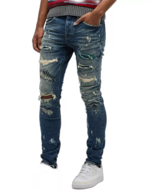 Men's Extreme Worn Zigzag Repair Jean