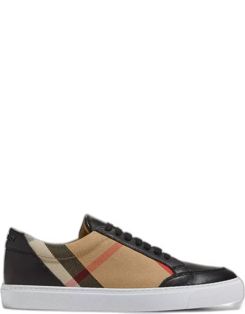 Salmond Check Leather Low-Top Sneaker