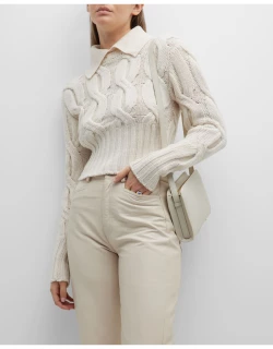 Collared Cable-Knit Sweater