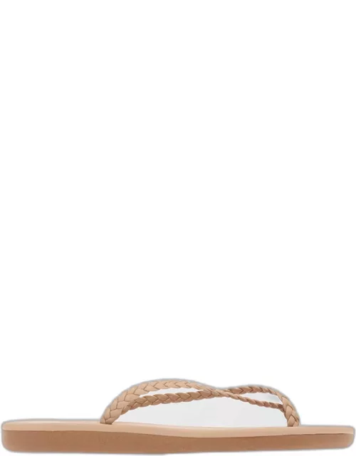 Ioulia Braided Leather Flat Sandal