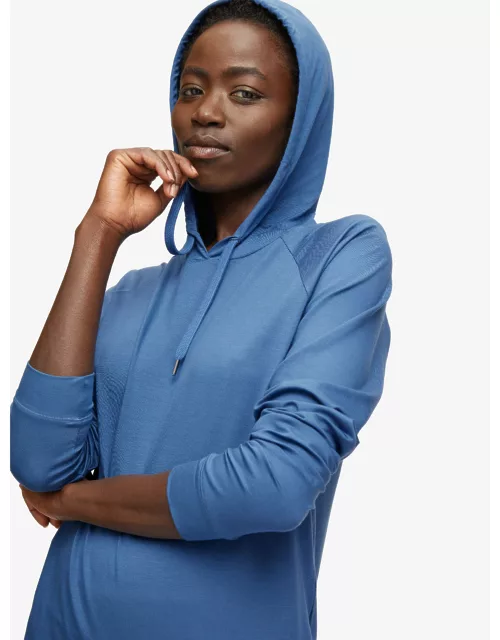 Derek Rose Women's Pullover Hoodie Basel Micro Modal Stretch Storm Blue
