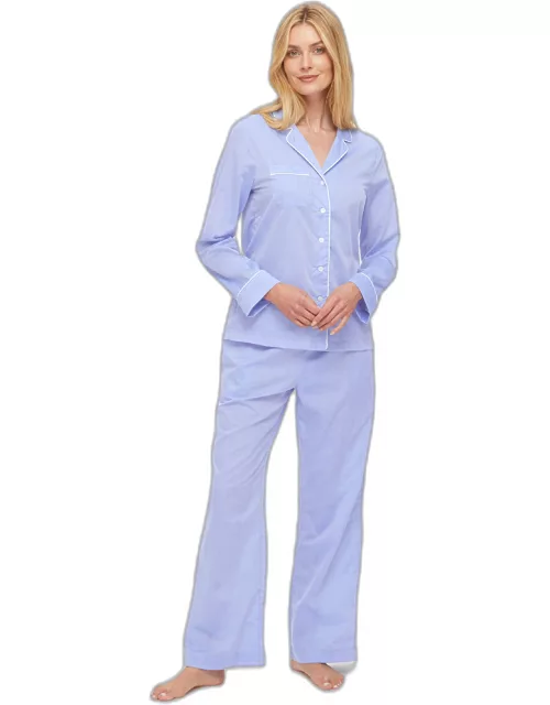 Derek Rose Women's Pyjamas Amalfi Cotton Batiste Blue