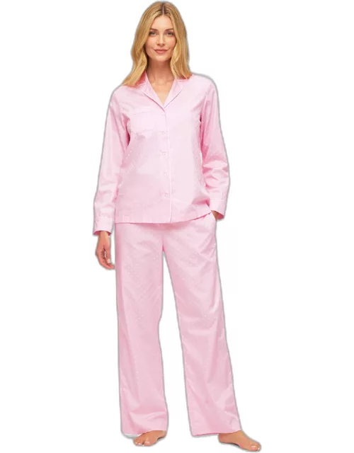 Derek Rose Women's Pyjamas Kate 7 Cotton Jacquard Pink