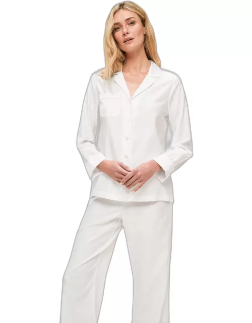 Derek Rose Women's Pyjamas Kate 7 Cotton Jacquard White