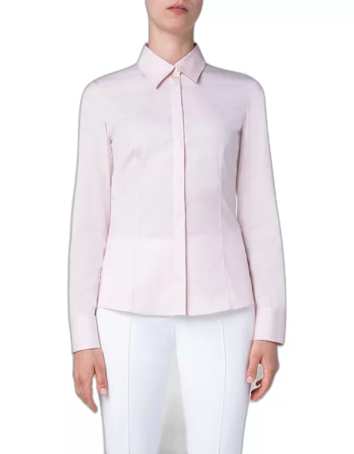 Fitted Poplin-Stretch Collared Shirt