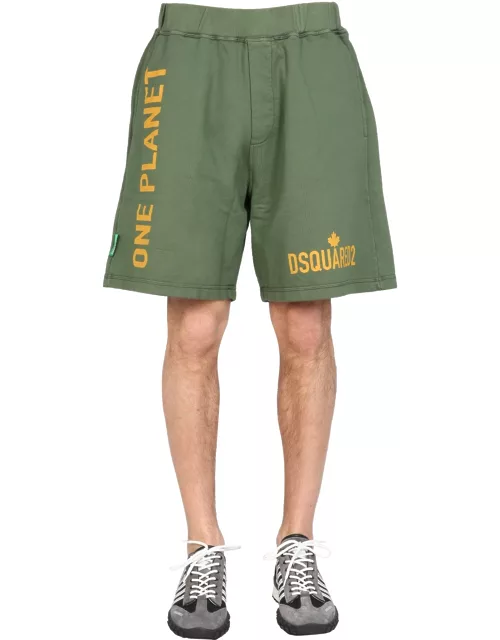 dsquared "one life one planet" bermuda short