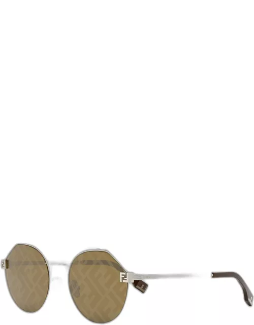 Men's Monogram Lens Metal Round Sunglasse