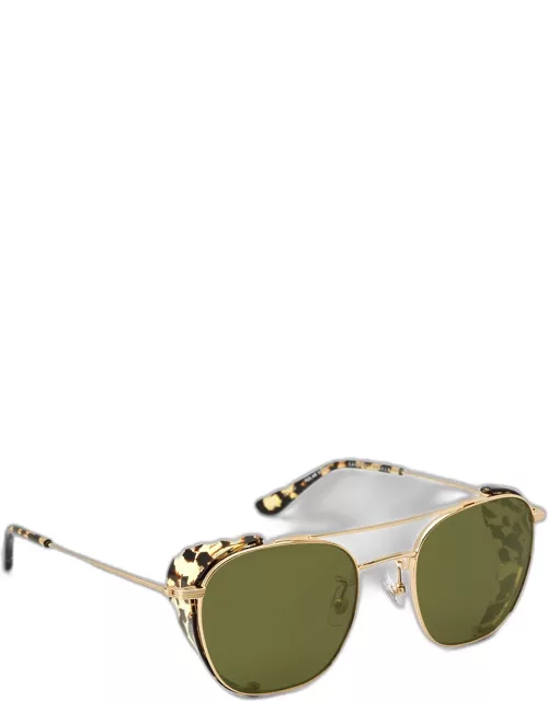Earhart Blinker Metal Aviator Sunglasses w/ Side Shield