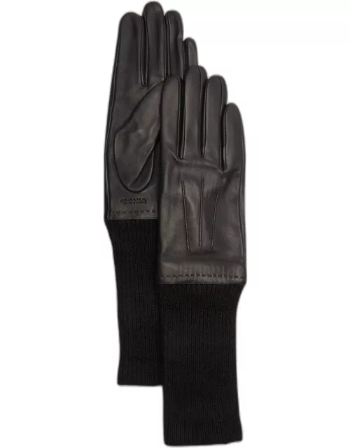 Ribbed Cashmere & Leather Glove