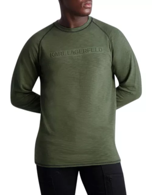 Men's Slub Raglan Embossed Logo T-Shirt