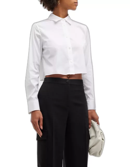 Button-Front Cropped Dress Shirt