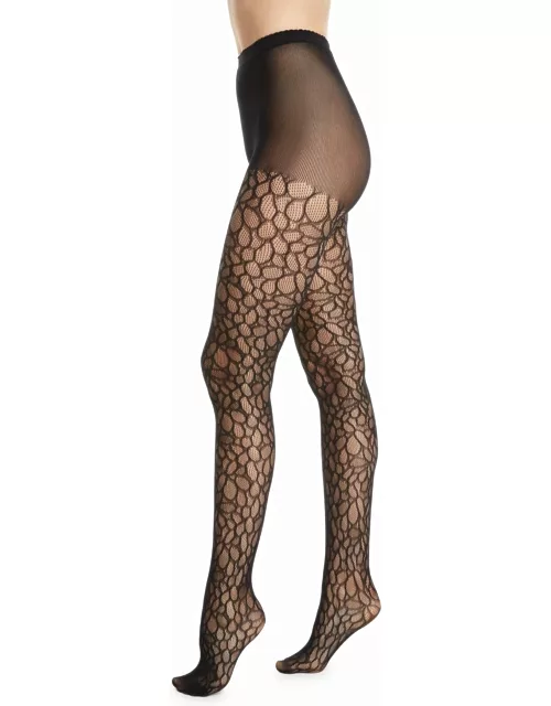 Deco Lace Net Sheer Control-Top Tight