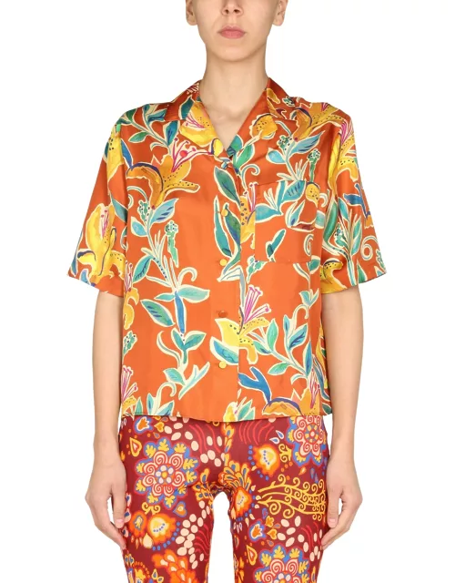 la doublej floral pattern shirt