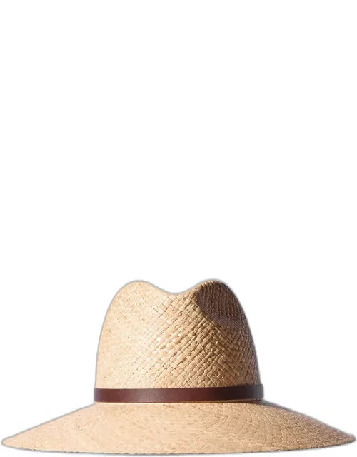 Dora Large-Brim Raffia Fedora Hat