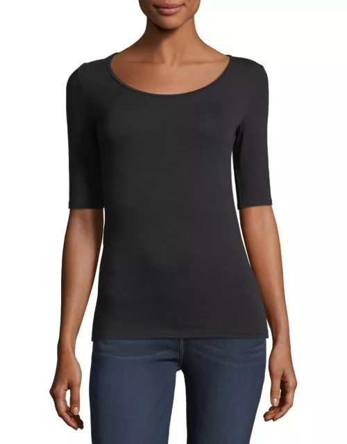 Soft Touch Half-Sleeve Scoop-Neck Top