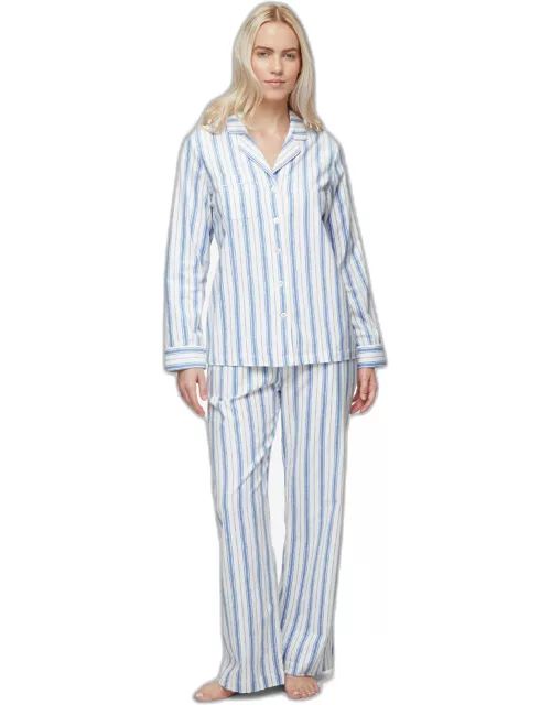 Derek Rose Women's Pyjamas Kelburn 31 Brushed Cotton Blue