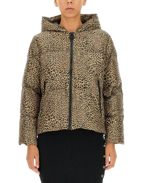 michael by michael kors down jacket with animal print
