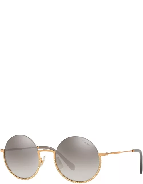 Semi-Rimless Crystal Studded Round Sunglasse