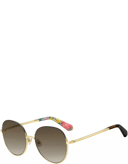 astelle semi-rimless round stainless steel sunglasses