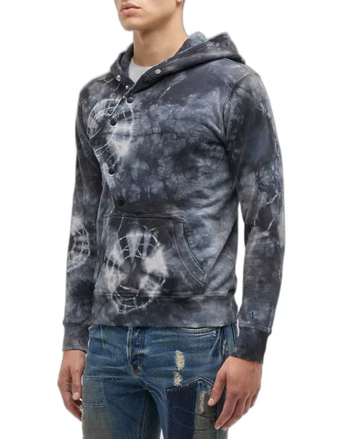 Men's French Terry Tie-Dye Snap Hoodie - Noir Collection