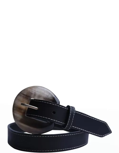 Azza Round Buckle Leather Belt