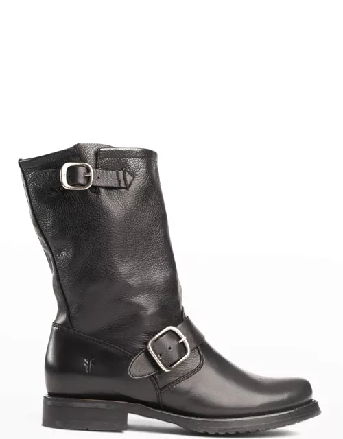 Veronica Leather Buckle Short Moto Boot