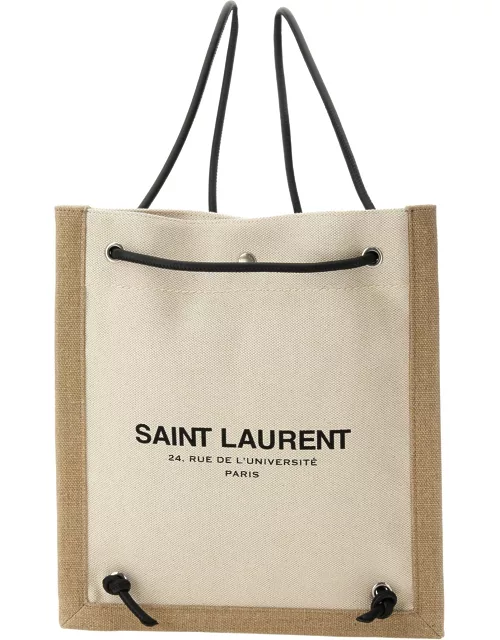 saint laurent logo print shoulder bag backpack
