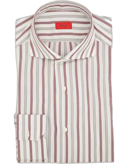 Men's Bordeaux Multi-Stripe Dress Shirt