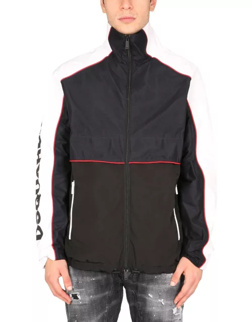 dsquared combo motorcycle jacket with logo