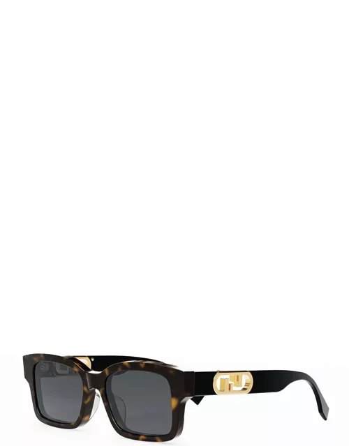 Men's Gold-Tone FF-Logo Rectangle Sunglasse