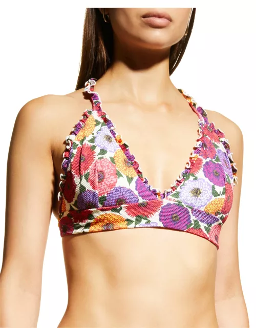 Frilly Floral Bralette Bikini Top