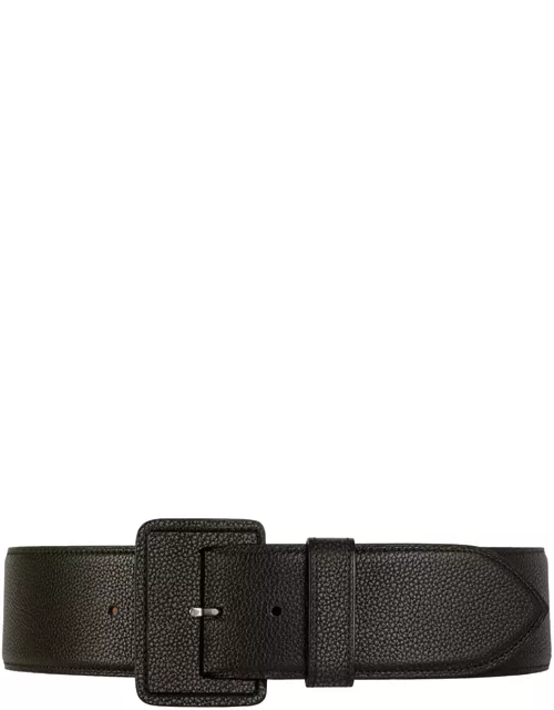 La Merveilleuse Large Pebbled Leather Belt with Covered Buckle