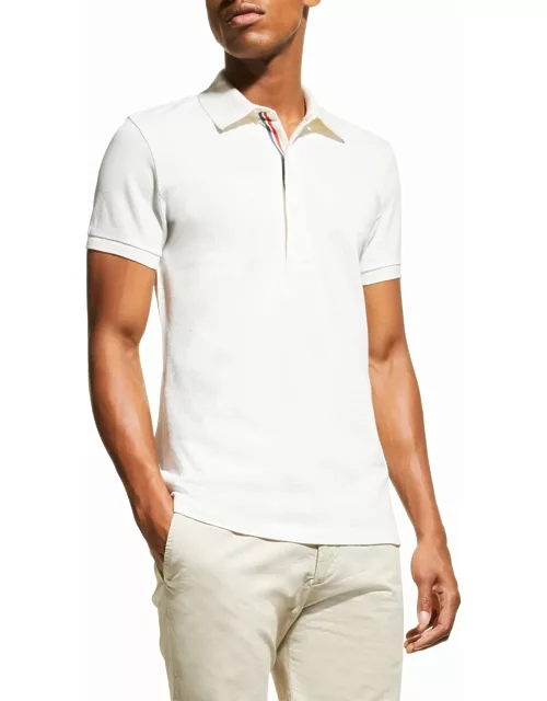 Men's Solid Polo Shirt with Striped Tri