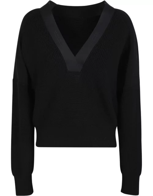 Moncler Black V-neck Wool Sweater