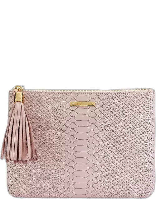 All In One Python-Embossed Clutch Bag