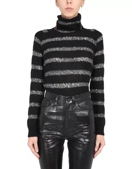 saint laurent striped sweater with sequin