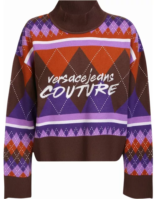 Versace Jeans Couture Patterned Pullover Argyle Knit