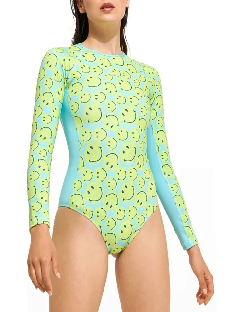 Smiley Lexi Neoprene Rashguard One-Piece Swimsuit