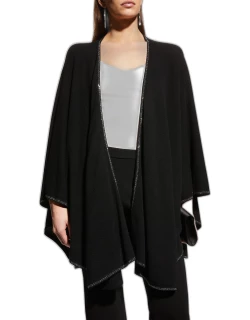 Jersey-Knit Cashmere Cape with Stone Placket