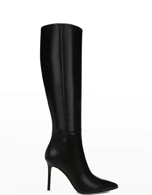 Lisa Leather Stiletto Wide-Calf Knee Boot