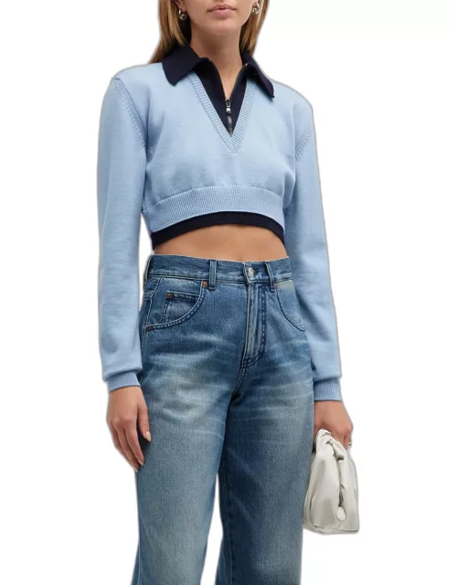 Zip-Up Layered Cropped Sweater