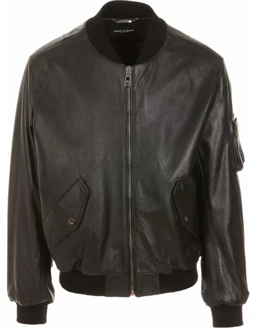 Dolce & Gabbana Logo Leather Jacket