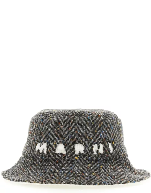 marni bucketin wool hat with logo
